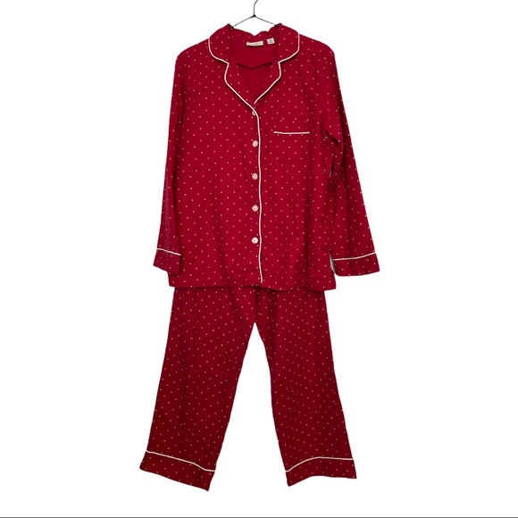 L.L. Bean Other - LL Bean Red Polka Dot Cotton Flannel Pajamas M